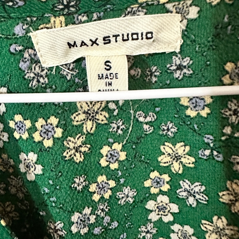 Max Studio Green Floral Bohemian Prairie Dress Size Small - Picture 6 of 7